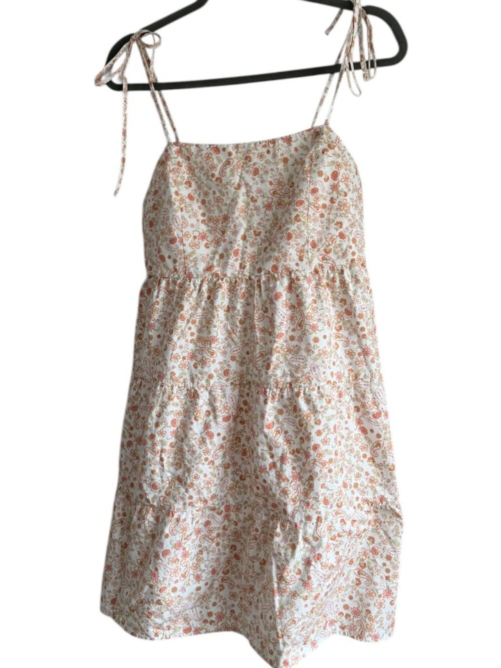 WILDE SKYE  Ivory Floral Paisley Tiered Dress Size L